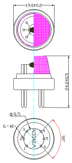 MQ135 sensor structure and dimensions