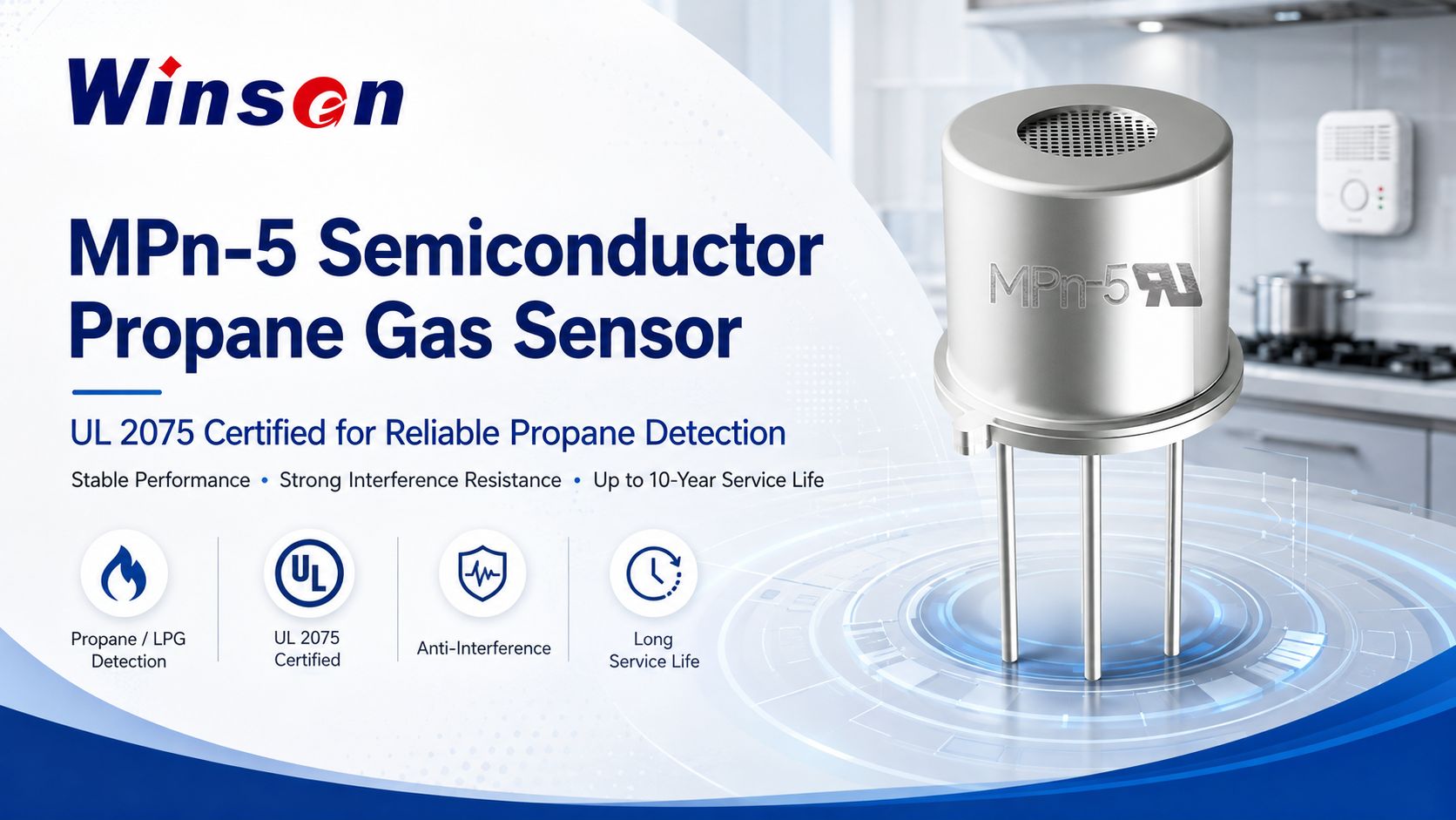 MPn-5 Semiconductor Propane Gas Sensor Achieves UL 2075 Certification