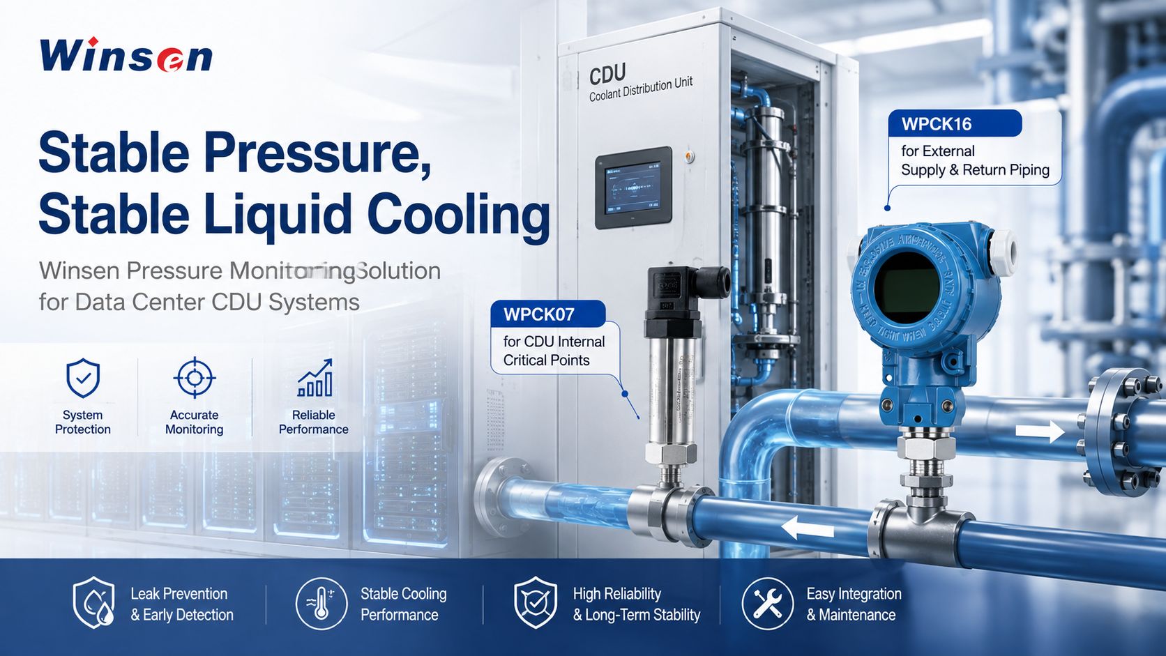 Data Center Liquid Cooling Pressure Monitoring: CDU Sensor Solution | Winsen