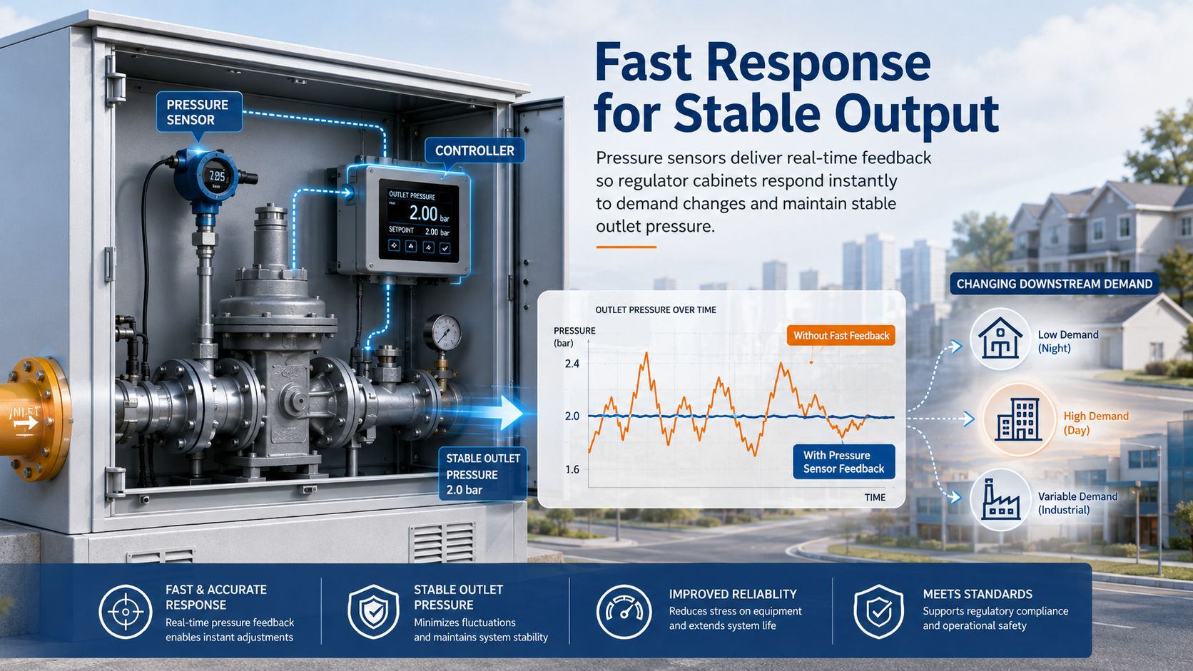 How Pressure Sensors Stabilize Gas Regulator Cabinets: From Pressure Fluctuation to Safe, Precise Control