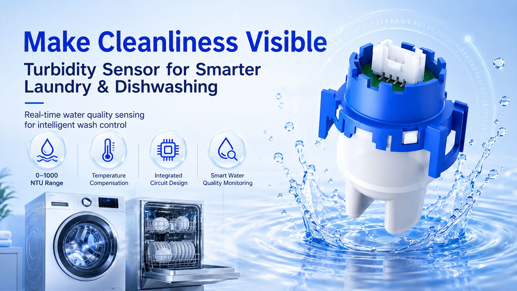 Turbidity Sensor for Smart Laundry and Dishwashing: Making Cleanliness Visible