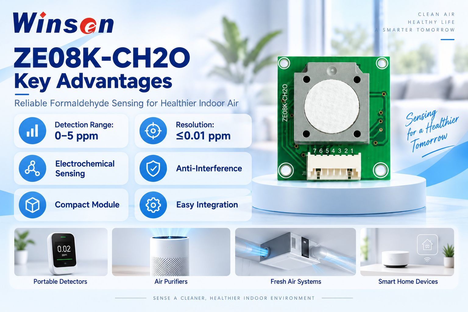 ZE08K-CH2O formaldehyde sensor key advantages