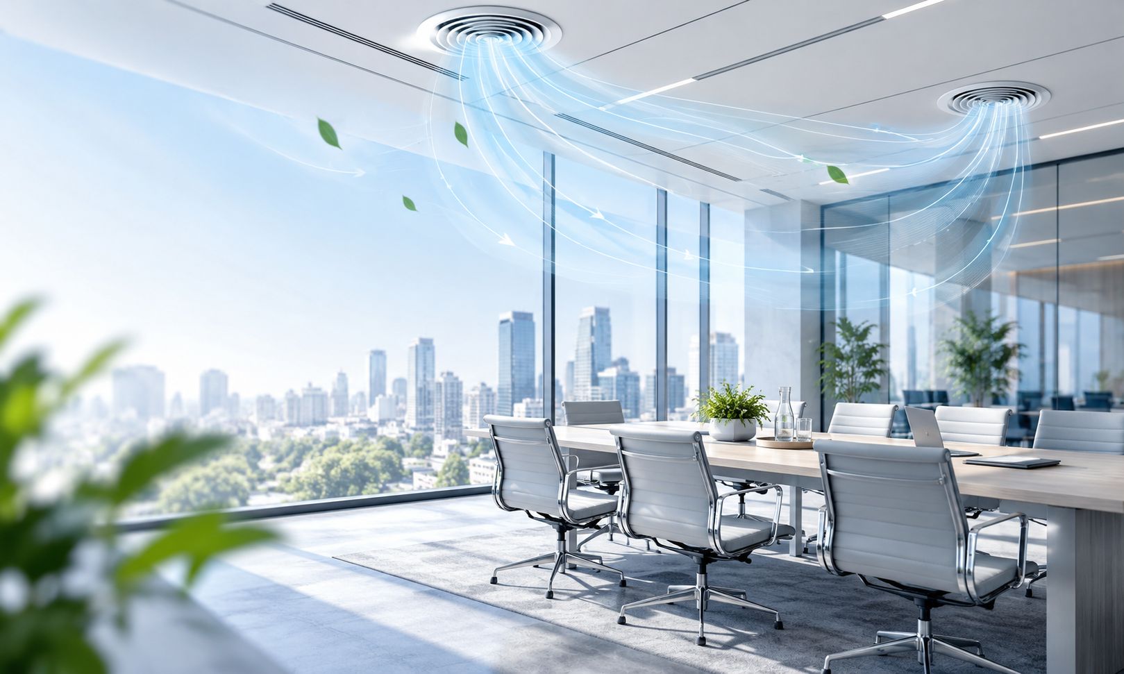 Modern office meeting room representing CO2 based demand controlled ventilation